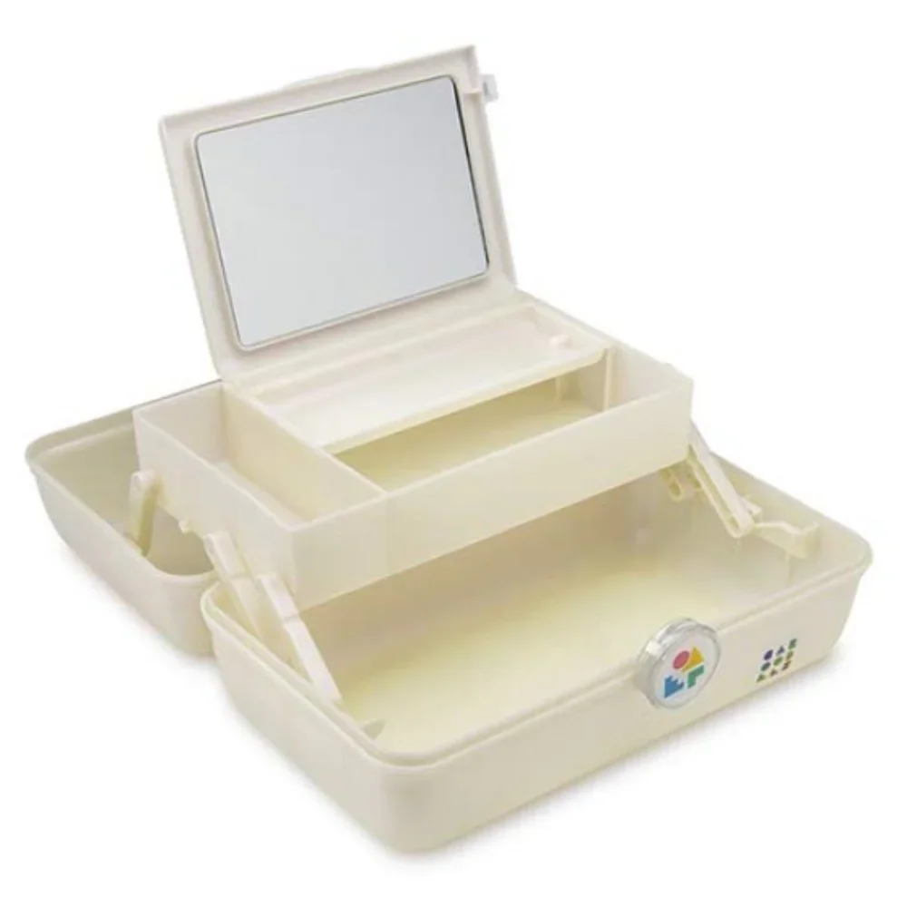 Caboodles On-The-Go Girl Makeup Cosmetic Travel Organizer, White Opal